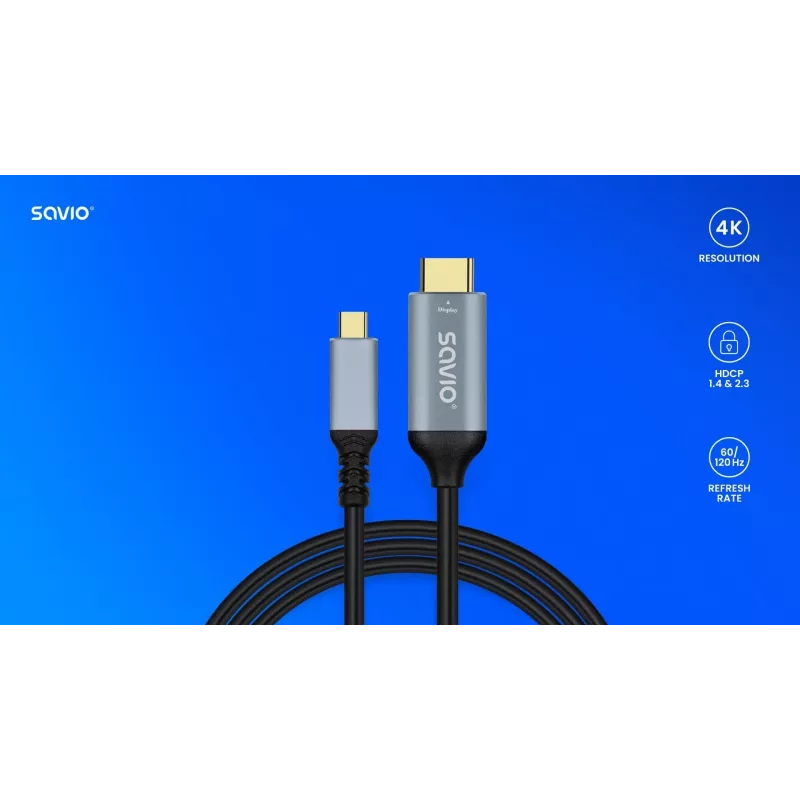 Cabo USB-C para HDMI v2.0b, 3m, cobre CL-184