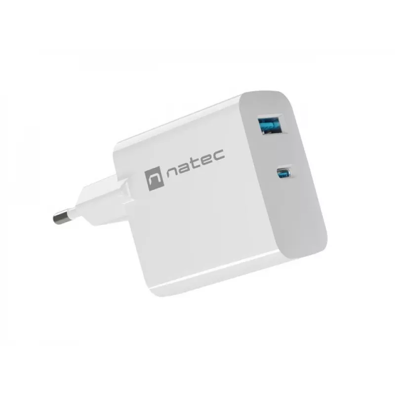 Carregador para dispositivos móveis NATEC NUC-2144 universal, branco, CA, carregamento rápido, interior