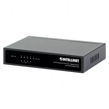 Gigabit 5xPoE Passthrough Switch, alimentado por PoE ou AC, 68W