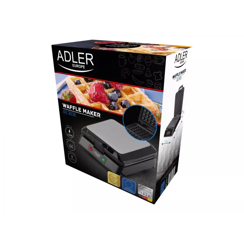 Adler AD 3036 máquina de waffles para 4 waffles preto, cinzento 1500 W