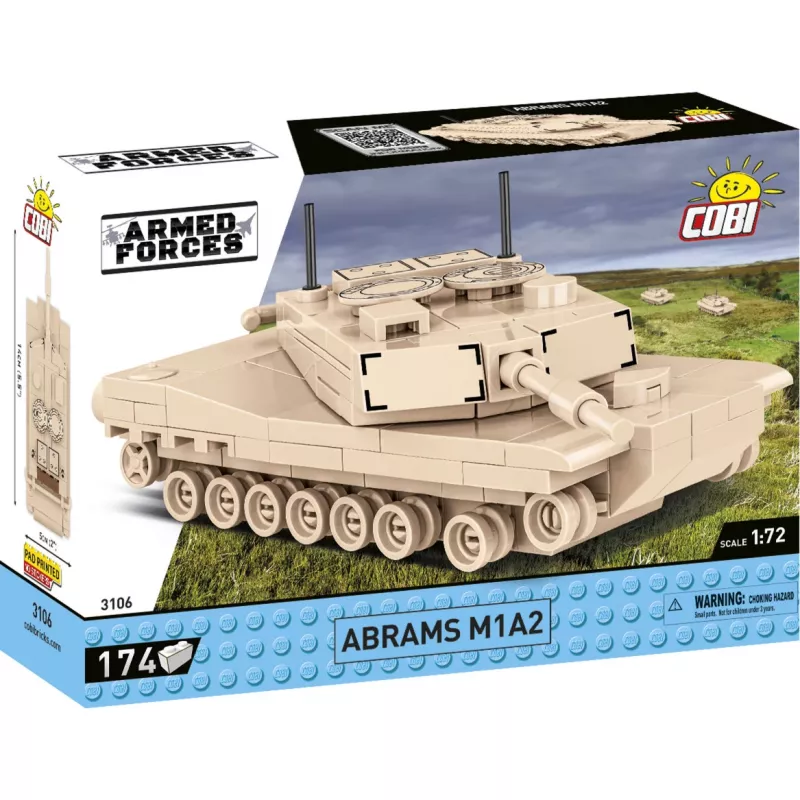 Conjunto de construção Cobi Abrams M1A2 — 174 peças, idade recomendada 6+, bege