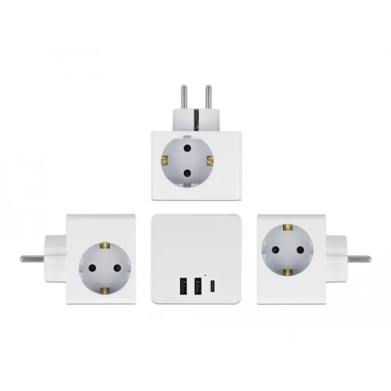 Adaptador de ficha de rede tipo F DeLOCK 11496 2 portas USB 5 V 2,4 A 3 A