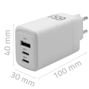 Carregador GaN QOLTEC 51822 65W 2×USB A 2×USB‑C