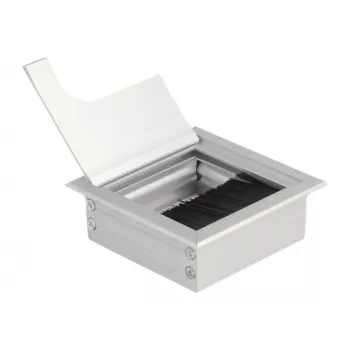 Passagem de cabos DeLOCK para montagem em secretária com escova 80x80x28 mm prateado