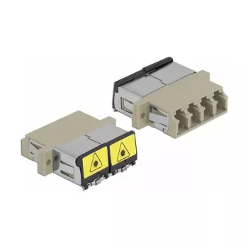 Acoplador de fibra ótica DeLOCK 86904 LC quad fêmea para LC quad fêmea multimodo bege