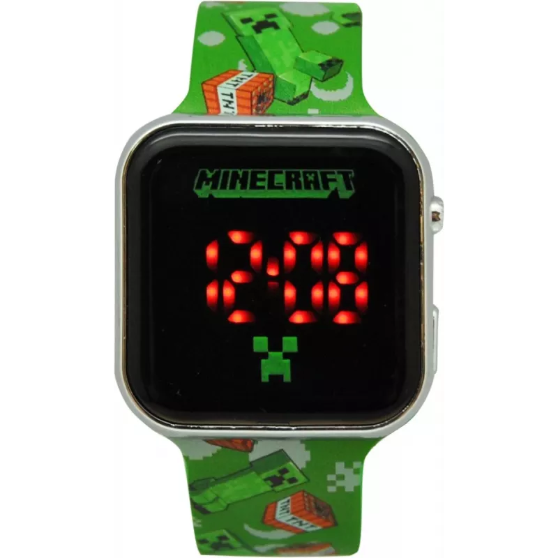 Relógio de pulso infantil digital Euroswan Minecraft LED modelo 065786