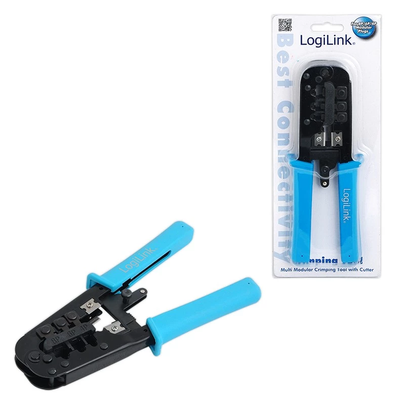 LogiLink WZ0019 alicate de crimpagem multimodular, 8P/6P/4P, preto/azul