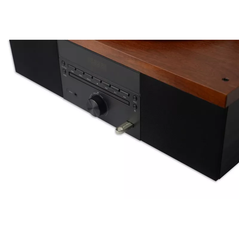 Gira-discos AKAI ATT-14BT com Bluetooth, acionamento por correia, pré-amplificador phono integrado, saída USB