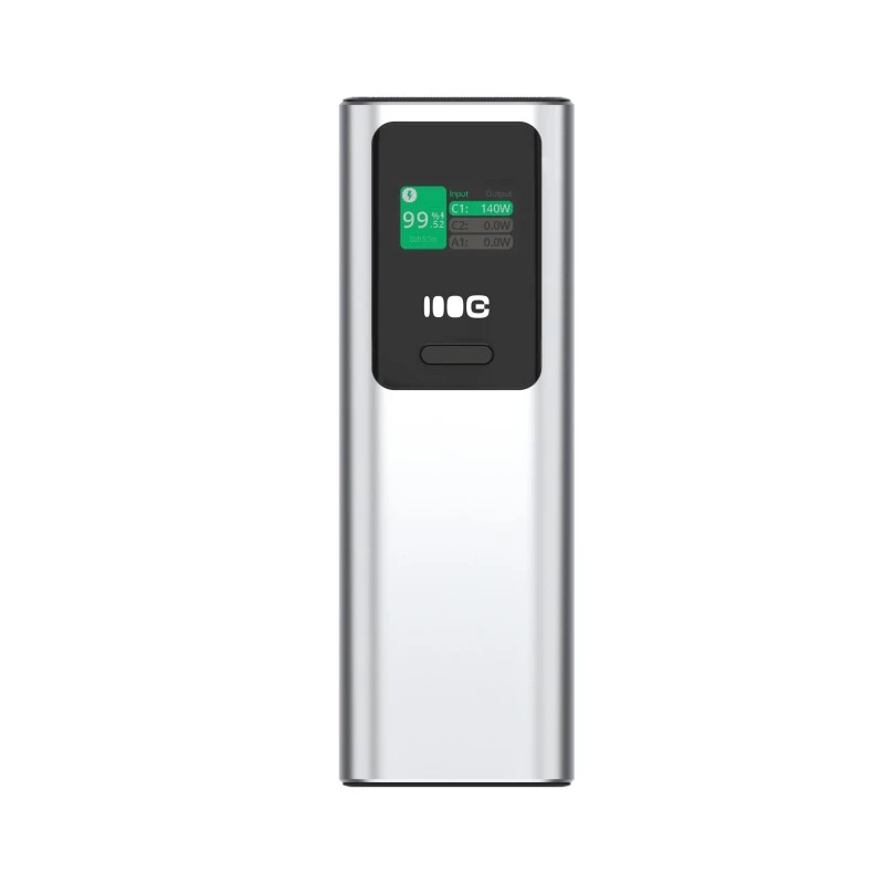 Bateria portátil Green Cell PBGC25UD, 25200 mAh, Li-Ion, 140 W de potência total, 2× USB-C + 1× USB-A, ecrã OLED, caixa em alumínio