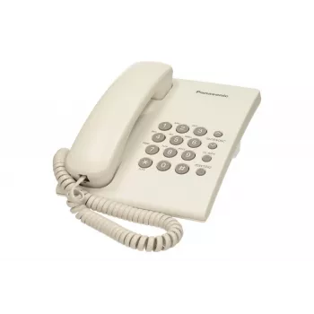 Telefone analógico Panasonic KX-TS500PDW — 16 teclas, branco, montagem em mesa/parede, agenda com 100 entradas