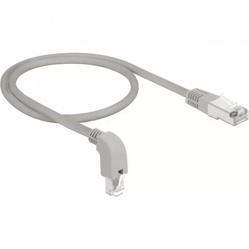 DeLOCK - Cabo de rede - RJ-45 (M) angulado para baixo para RJ-45 (M) - 50cm - S/FTP - CAT 6a - blindado, sem halogéneos - cinzento (85873)