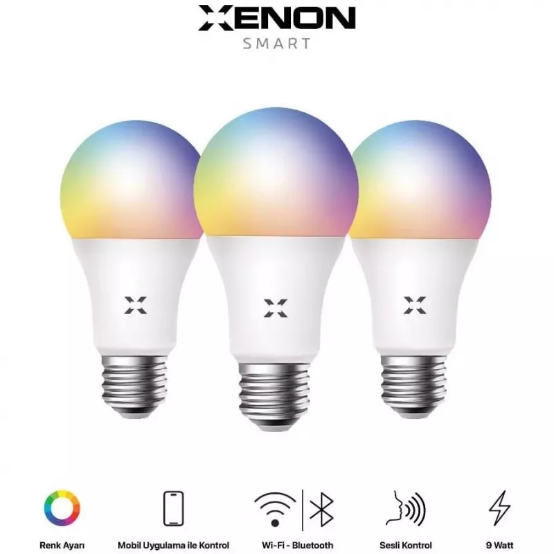 XENON Smart X7021 lâmpada LED RGB inteligente, 9 W, Wi-Fi, Bluetooth, branco