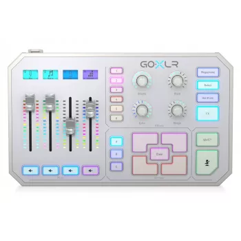 Misturadora de áudio USB TC‑Helicon GO XLR‑WH branco — 1 entrada de microfone XLR, USB‑B, alimentação fantasma 48 V, 24‑bit/48 kHz, saída ótica