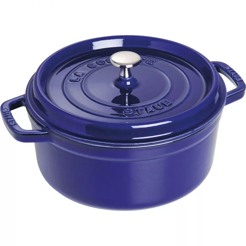 Cocotte redonda de ferro fundido Staub 24 cm Azul-escuro