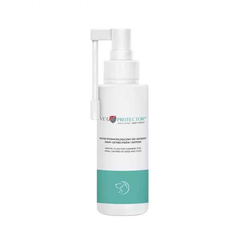 Solução de higiene oral JM Sante Vet Protector Fresh 100 ml para cães e gatos, prevenção do tártaro