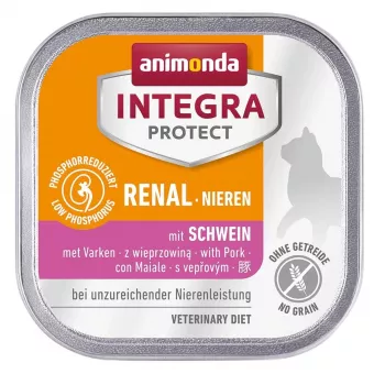 Comida húmida para gatos animonda Integra Protect Mature porco sem cereais 100 g — suporte renal, adulto