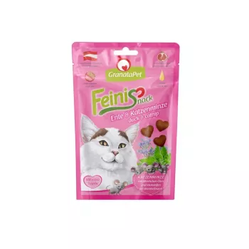 Petiscos para gatos Fox4Pets GRANATAPET FeiniSnack pato e erva-gateira, saqueta firme de carne, 50 g, sem açúcar, sem glúten