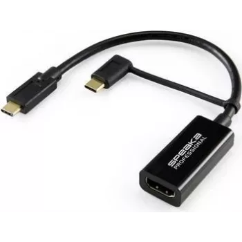 Adaptador de cabo de vídeo SpeaKa Professional SP-9015340 0,15 m USB Type-C HDMI preto (SP-9015340)