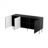 Cama Meble JUNGLE cómoda 152x40,5x74,5 cm, preto mate com pés dourados