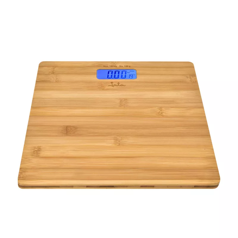 Jata HBAS1489 balança de casa de banho eletrónica, 180 kg, graduação de 100 g, plataforma de bambu prensado, ecrã LCD