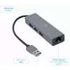 Gembird A-AMU3-LAN-01 adaptador USB-A para Gigabit LAN com hub USB 3.0 de 3 portas, preto