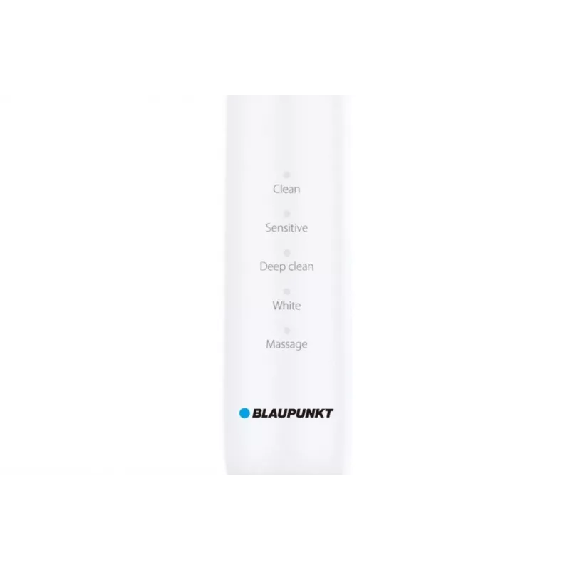 Escova de dentes elétrica sónica BLAUPUNKT DTS201WH – compacta, branca, cabeça de escova oval, modo sensível, temporizador de 2 minutos, bateria de 5V incorporada