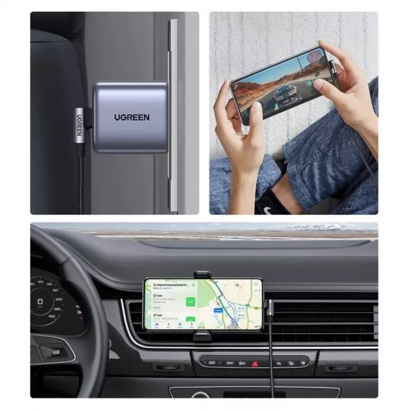 Ugreen USB-C (direito) / USB-C (curvo) PD QC 60W 3A 0,5 m US255 (cinzento)