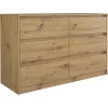 Cómoda Top e shop K120 ARTISAN 2X3, acabamento carvalho, 6 gavetas, 750×400×1200 mm