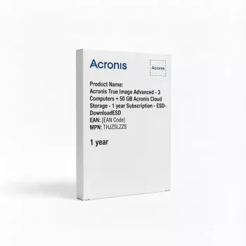 Acronis True Image Advanced - 3 computadores + 50 GB armazenamento na nuvem Acronis - subscrição de 1 ano - download ESDESD