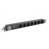 Unidade de distribuição de energia LANBERG PDU-PRO-07F-0200-BK — PDU de rack 1U, 7 tomadas Type-F, 16 A, cabo de 2 m, preto