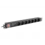Unidade de distribuição de energia LANBERG PDU-PRO-07F-0200-BK — PDU de rack 1U, 7 tomadas Type-F, 16 A, cabo de 2 m, preto