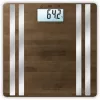 Balança de pessoa eletrónica Medisana BS 552 — cor prateada com superfície de bambu, máx. 180 kg, precisão de 100 g, Bluetooth, IMC, composição corporal