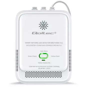 Sensor de fuga de gás QOLTEC NG 85dB LE – detetor de gás natural (CH4), alarme acústico 85 dB