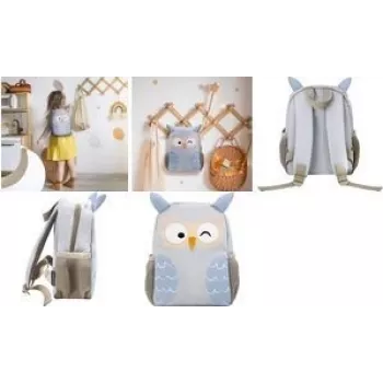 Eberhard Faber Mochila de jardim de infância Mini Kids Owl - Lilás/Bege