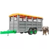 Reboque de gado com 1 acessório modelo de vaca, BRUDER, escala 1:16, plástico, verde/cinzento