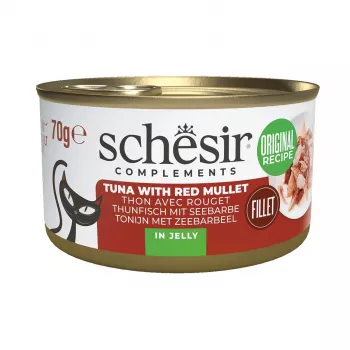 SCHESIR Complements Atum com Salmonete em Gelatina - Alimento húmido para gatos - 70 g