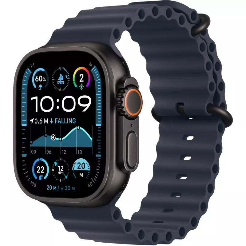 Pulseira Apple 49mm Navy Ocean Band Extension preto acabamento titânio
