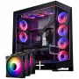 Caixa PHANTEKS NV Series NV7 E-ATX, vidro temperado, ARGB - preta & ventoinhas M25 Gen2 PWM D-RGB pack de 3 - Reverse Blade, 140 mm + kit DRGB