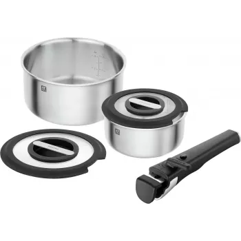 Conjunto de panelas ZWILLING Unlock 5 peças, aço inoxidável 18/10, modelo 1034435