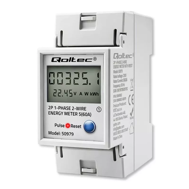 Contador de energia QOLTEC monofásico calha DIN 230V (MPN 50979)