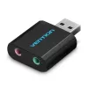 Placa de som externa USB Vention preta metal Type