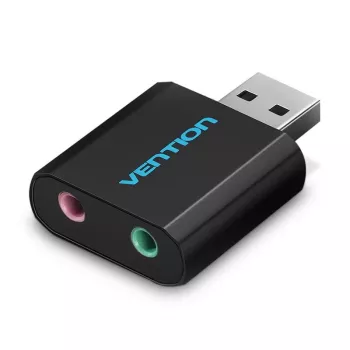 Placa de som externa USB Vention preta metal Type