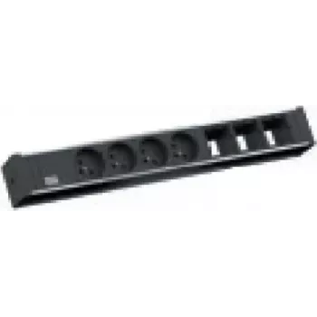 Bachmann extensão elétrica universal 3 m 4 tomadas AC interior preto prateado