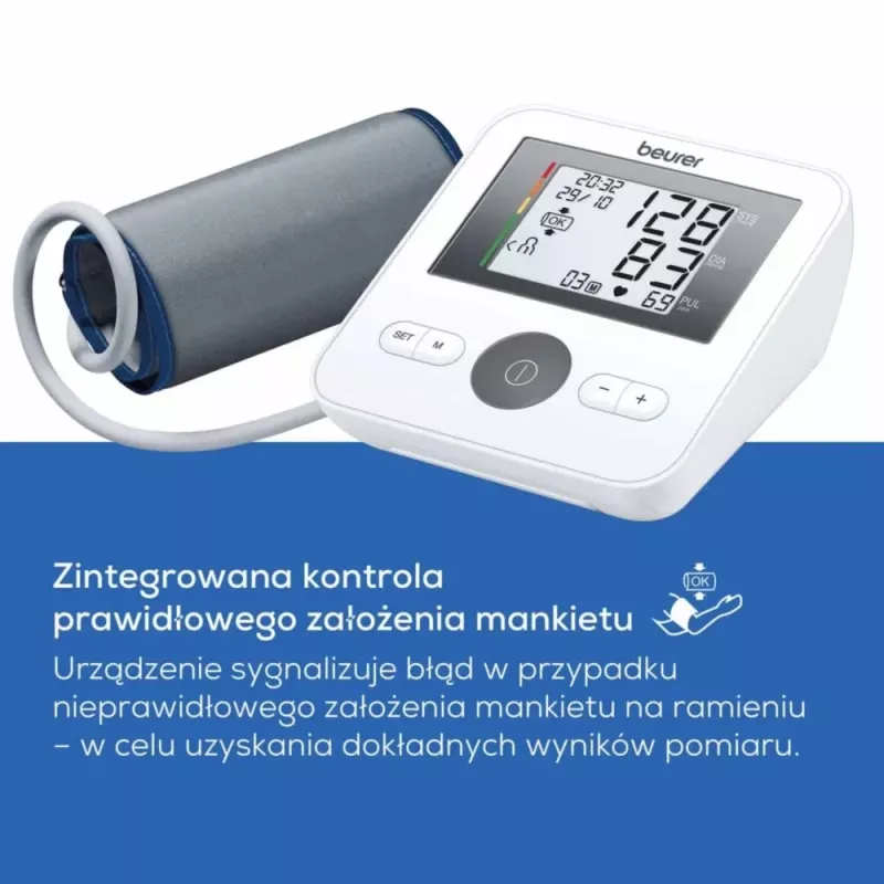 Medidor de tensão arterial de braço Beurer BM 27+, branco/preto