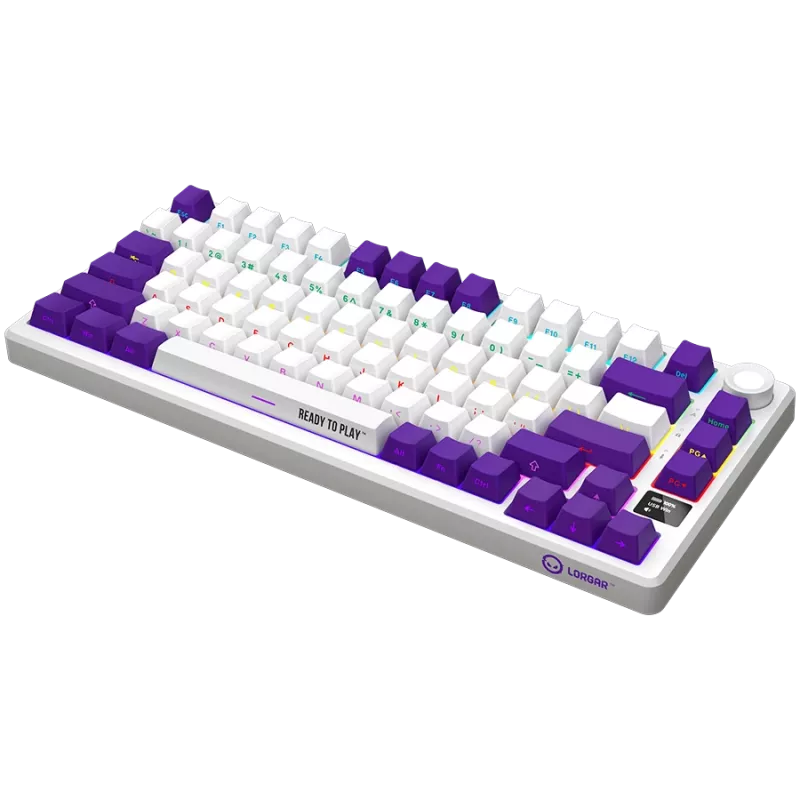LORGAR KBP7075W, Teclado de gaming mecânico sem fios 75% Pro, branco, layout EN