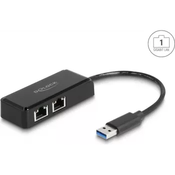 Delock 64194 adaptador USB Type-A para 2x LAN Gigabit, preto