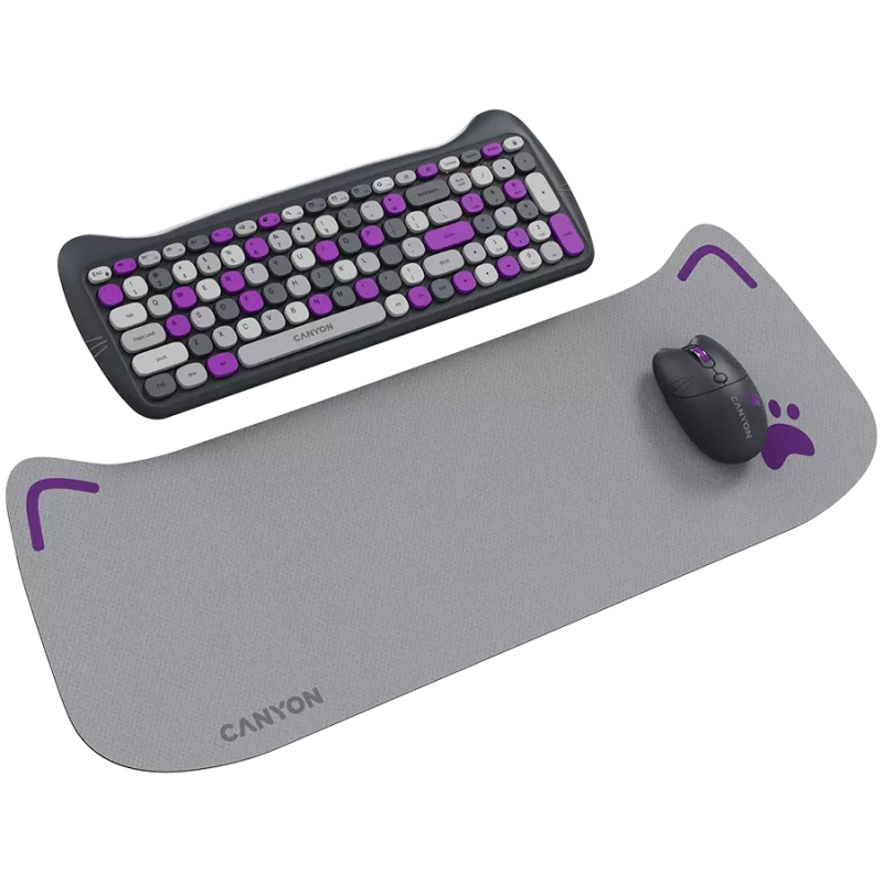 Conjunto de teclado e rato sem fios CANYON HSET-W6 Kitty Edition – violeta