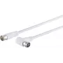 ShiverPeaks S/CONN 80113-128 cabo de ligação de satélite, ficha angular F-Quick para ficha F-Quick, 2,5 m, branco