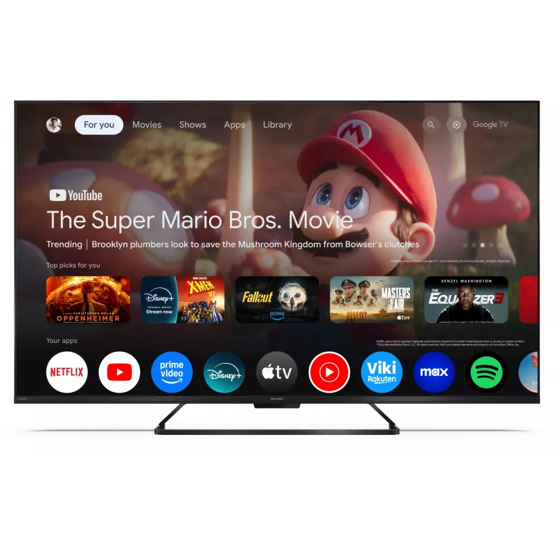 Smart TV Sharp 55HR7265E 55 polegadas Google TV, Preto, classe de eficiência energética F