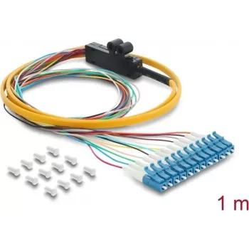 DELOCK 12x LC-UPC simplex trunk para 12x extremidade de cabo aberta, monomodo, 1 m